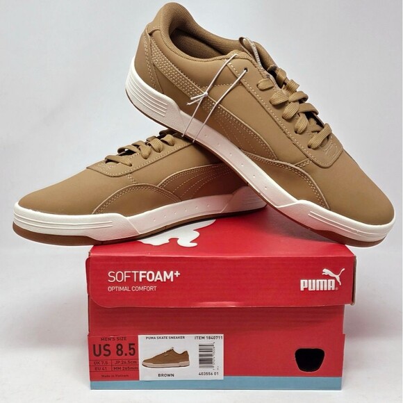 Puma Other - PUMA Men's Skate Court Buck Sneaker Low Top Softfoam Brown Lace Up Size 8.5 NIB